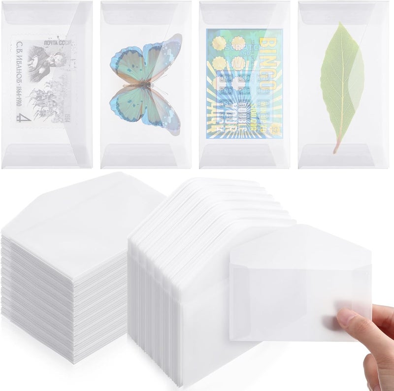 Eersida 150 Glassine Envelopes 4.25 x 2.5 Inch Lottery Ticket Holders Translucent Mini Envelopes Seed Stamp Coin Collecting for Scratch Stamp Scratch Ticket Wedding Guest Favor Craft - Image 1